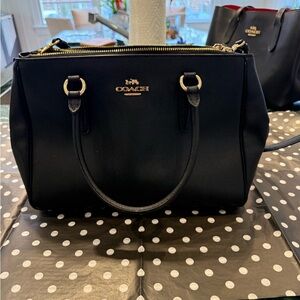 Coach Black Satchel with Gold Accents